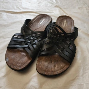 Sandalias Merrell para mujer 8 cuero negro cojín de aire espuma viscoelástica sin cordones - Imagen 1 de 6
