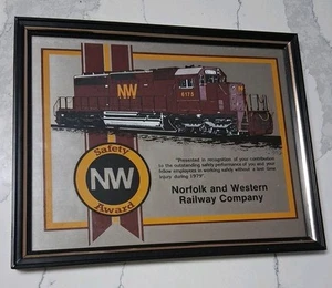 Norfolk And Western Railway Company Safety Award 1979 Vintage Framed A15 - Picture 1 of 3