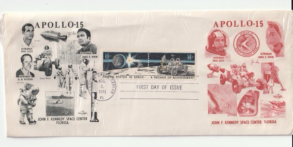 AUG 2, 1971 APOLLO 15 DECADE OF ACHIEVEMENT FDC KSC CANAVERAL ORBIT - Image 1 of 2