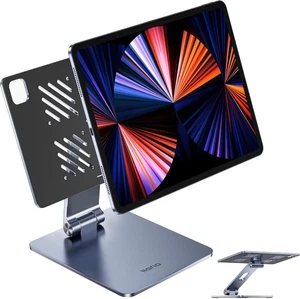 iPad Pro Magnetic Stand 12.9 In Desk Holder 180 Adjustable 360 Rotatable Silver - Photo 1/17