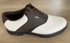 Mens Reebok Golf Shoes Size 9 1/2 New - Duratrac RPO2 White, Black Sole & Brown - Picture 1 of 5