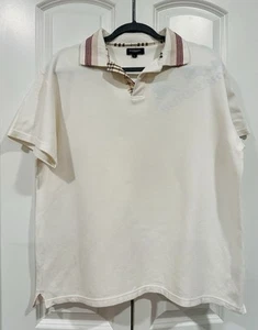 Burberry London White Polo Shirt Nova Check Details Classic Fit Men Size L Logo - Picture 1 of 11