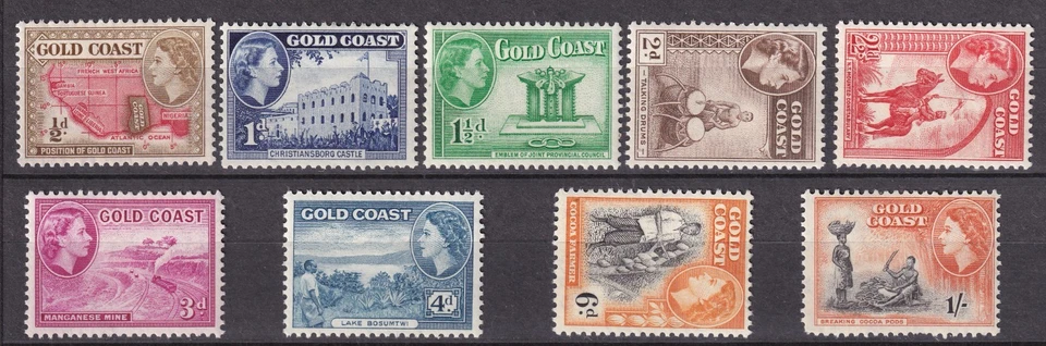 GOLD COAST 9v Short set to 1s: QEII 1952 SG153-SG143 - Fine MH - Image 1 of 1