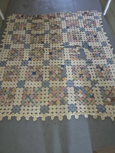Vintage Yo Yo Quilt 1940-1960 97" x 97" Schneider Lesen - Bild 1 von 15