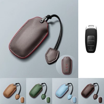 Genuine Leather Car Key Case Cover For Audi A3 S3 S8 Q7 Q8 E-Tron A8 SQ7 S6 A7 - Image 1 of 4