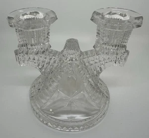 Vintage Clear Glass Dual / Double Arm Candle Holder Raised Design - Bild 1 von 4