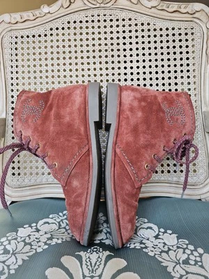 Botas CHANEL CC logotipo camurça com cadarço tamanho 40 UE 9,5 argila vermelha  - Imagem 1 de 4