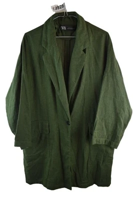 Casaco longo verde ZARA tamanho M feminino linho algodão casual ao ar livre - Imagem 1 de 4