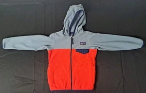 Patagonia Toddler Jacket 4T Blue Red & Gray Micro D Snap-T Fleece Hooded Coat - Picture 1 of 16