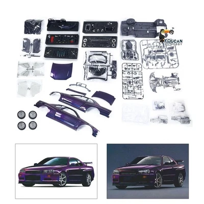 Capo R34 1/8 RC Racing Car Drift Vehicles 2Speed Metal Chassis Shell Light KIT - Image 1 of 4