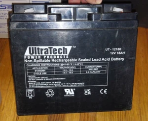 UltraTech Power Non Spillable Rechargeable Sealed Lead Acid Battery UT-12180 12V - Picture 1 of 4