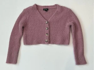 Art Class Pink Fuzzy Cropped Cardigan Sweater Small (6/6X) Style Girls/Womens - Picture 1 of 3