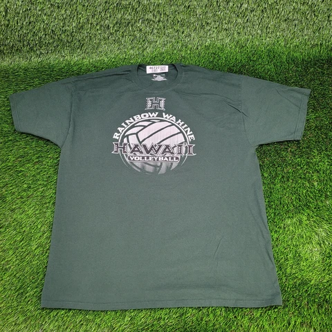 Champion Hawaii Rainbow Wahine Volleyball Shirt Mens XL Green Spell-Out Graphic Cover