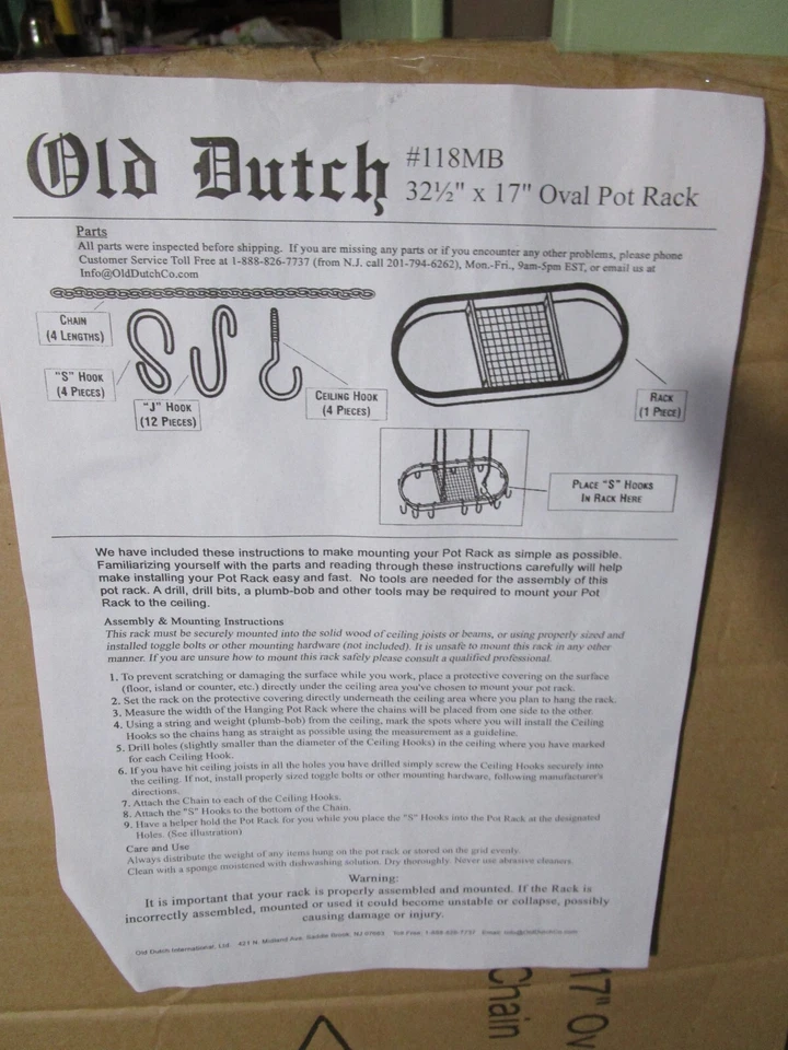 NEW  32 1/2" x 17" Hanging Pot Pan Cookware Rack/Holder Ceiling Storage Shelf 12 - Image 1 of 1