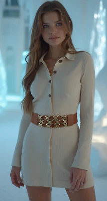 Mujeres Marrón Elastizado Primavera Verano Temporada Moda Cinturón Metal Dorado XX Dijes S M Foto 1 de 4