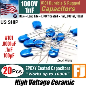 20 Pcs | 101 .1nF .0001uF 100pF 1KV High Voltage Ceramic Capacitor | US SHIP - Picture 1 of 5