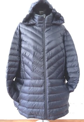 32 Degrees Womens Plus 2X Down Jacket Blue Zip Packable Travel Removable Hood - Image 1 of 4
