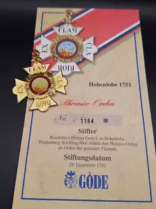 Göde Abzeichen Auszeichnung Deutsches Reich Hohenlohe 1751 Phoenix Orden - Bild 1 von 2