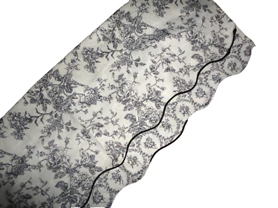 ROBERTSON ENGLISH TOILE FLORAL BLACK & OFF-WHITE LAYERED VALANCE NEW 17 X 48 - Image 1 of 4