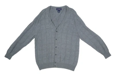 Cárdigan Suéter Roundtree & Yorke Para Hombres Gris A Cuadros Manga Larga Botón Frontal L Foto 1 de 4