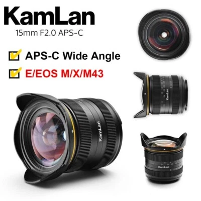 Kamlan 15mm F2.0 APS-C Manual Focus Lens for Canon EOS-M / Sony E / Fuji X / M43 - Image 1 of 4