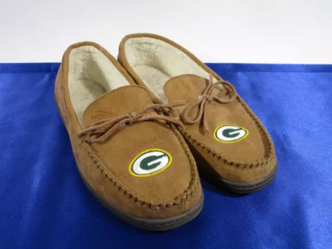 Green Bay Packers Suede Leather Slippers Mens Size 10 Cover
