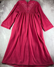 Anthony Richards Fleece Nightgown 3X Fuchsia Pink Long Embroidered Pleated