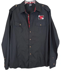 Camisa AVIREX Abotonada Talla XL Negra Roja Águila Informal Logo Bordado - Imagen 1 de 10