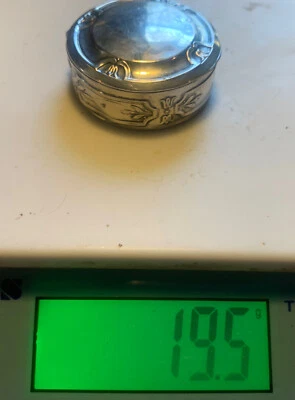 Caja de pastillas de baratija con bisagras de plata maciza 800 de colección interior dorado 20 gm *LEER* Foto 1 de 4