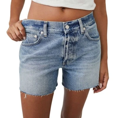 Free People Ivy Mid Rise Cut-off Shorts, Mid Blue Denim - size 31W - BNWT - £68 - Image 1 of 4