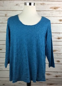 Covington Damen Pullover Shirt Plus 20/22 Aqua Baumwollmischung 3/4 Arm Strukturiert - Bild 1 von 11