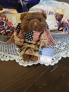 Oso ángel patriótico vintage años 70 marrón americano estrellas y rayas nuevo con etiquetas - Imagen 1 de 10