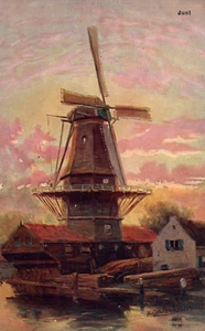 Jun1 Sunset Surrounded Windmill Postcard 359 - Picture 1 of 2