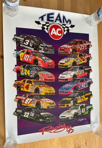 1995 ~ SAM BASS =ARTIST PROOF AUTOGRAPHED = TEAM AC =NASCAR ART POSTER Cover