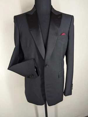 Burberry Italy Peaked Lapel Wool Dinner Jacket-No Pants-Fit US Size 43 Reg-MINT - Image 1 of 4
