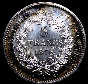 France 1873 Five Francs Silver Almost Uncirculated? 2311-142 - Picture 1 of 8