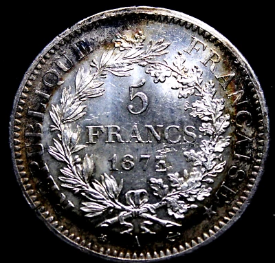 França 1873 cinco francos prata quase não circulada?  2311-142 - Imagem 1 de 4