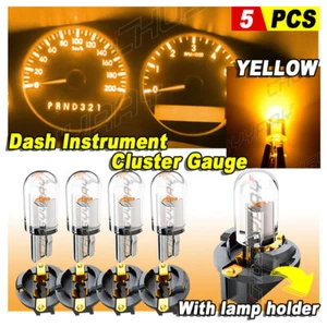 5X YELLOW T10 168 194 LED Bulbs Instrument Gauge Cluster Dash Light W/ Sockets - Foto 1 di 16