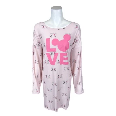 Vestido para dormir Character Acogedor Para Mujer Jersey Mangas Largas Rubor/Minnie 1X Talla Grande Foto 1 de 2