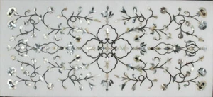 48" x 24" white marble sofa center table Top inlay mother of pearl decor home - Picture 1 of 4