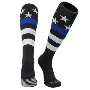 Mk Socks USA Flag Stars & Stripes Police Thin Blue Line Knee-High Long Sports - Picture 1 of 2