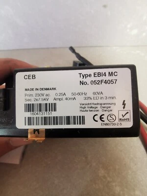 Transformateur d'allumage fioul avec câbles  type EBI4MC       N: 052F4057  - Photo 1/3