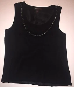 Dana Buchman schwarze Bluse verzierter Ausschnitt Small S Top ärmellos Shell LN - Bild 1 von 7