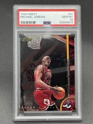 1998-99 Topps Finest Basketball #81 Michael Jordan PSA 10 Chicago Bulls HOF - Image 1 of 2