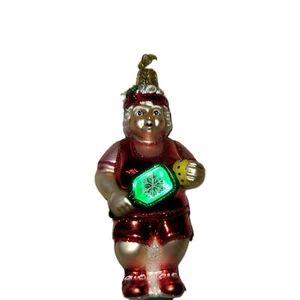 Neu im Karton Alte Welt Weihnachten Pickleball Mrs. Claus Glas mundgeblasen Ornament 5 Zoll LESEN - Bild 1 von 9