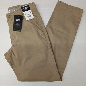Lee Flat Front Chino with Motion Flex Waistband Pants Men's 28x30 Khaki Slim Fit - Picture 1 of 7