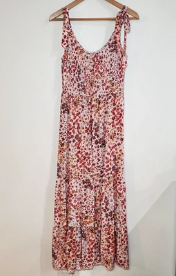 Bailey Blue Women's Maxi Tiered Dress Smocked Floral Print Red Size Large - Image 1 of 4