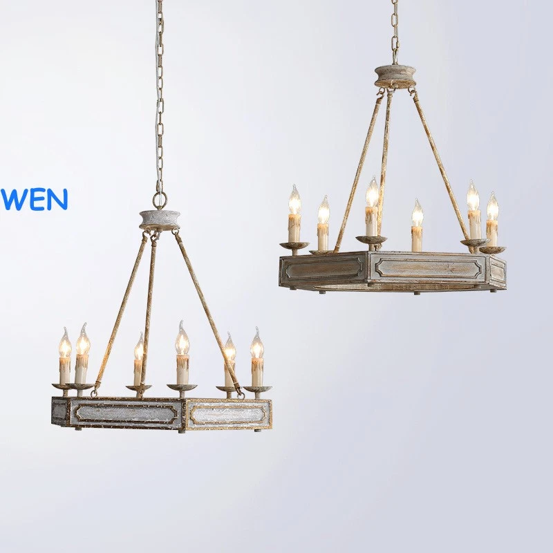 Retro wooden country art chandelier dining room  Household lighting fixtures - Image 1 of 4