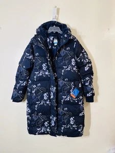 Columbia Boundless Days Daunenfüllung langer Parka Jacke geblümt marineblau neu mit Etikett Gr. L $ 280,00 - Bild 1 von 10