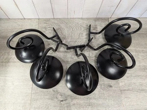 Konvolut 5 Vintage Wandleuchter Kerzenhalter schwarz Metall Gusseisen Stil - Bild 1 von 16